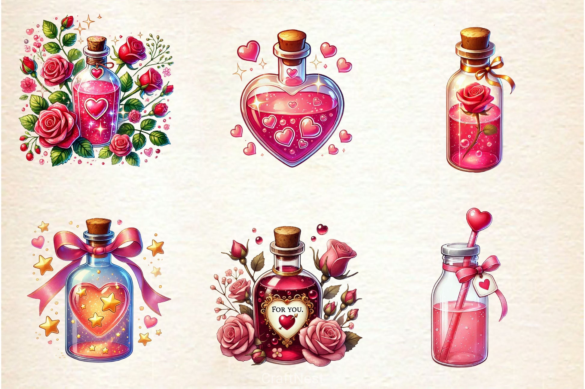 Love Bottle Valentines Day Clipart Bundle 2 - CraftNest - Digital Crafting and Art