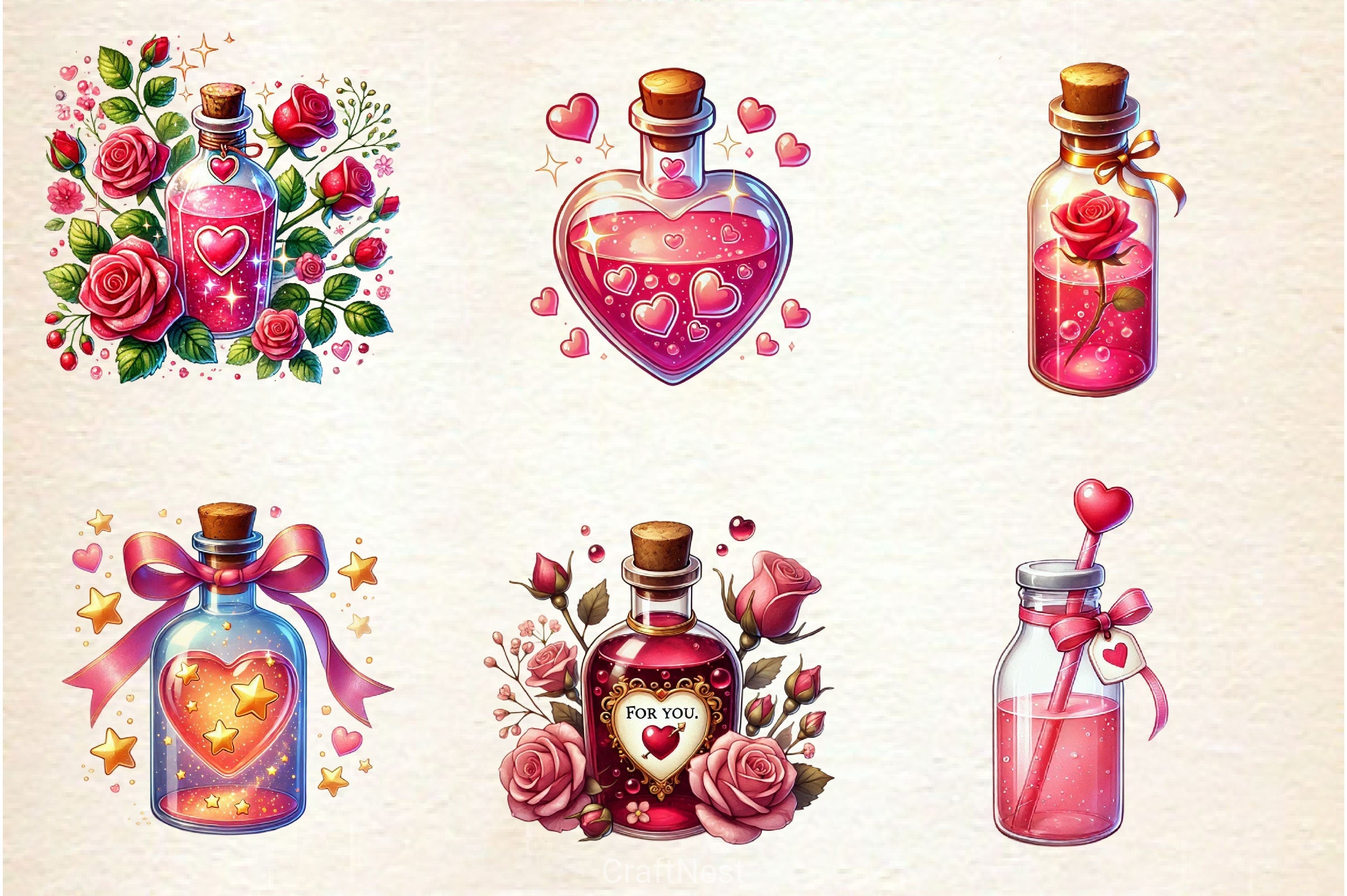 Love Bottle Valentines Day Clipart Bundle 2 - CraftNest - Digital Crafting and Art
