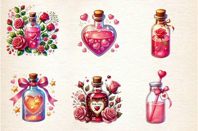 Love Bottle Valentines Day Clipart Bundle 2 - CraftNest - Digital Crafting and Art