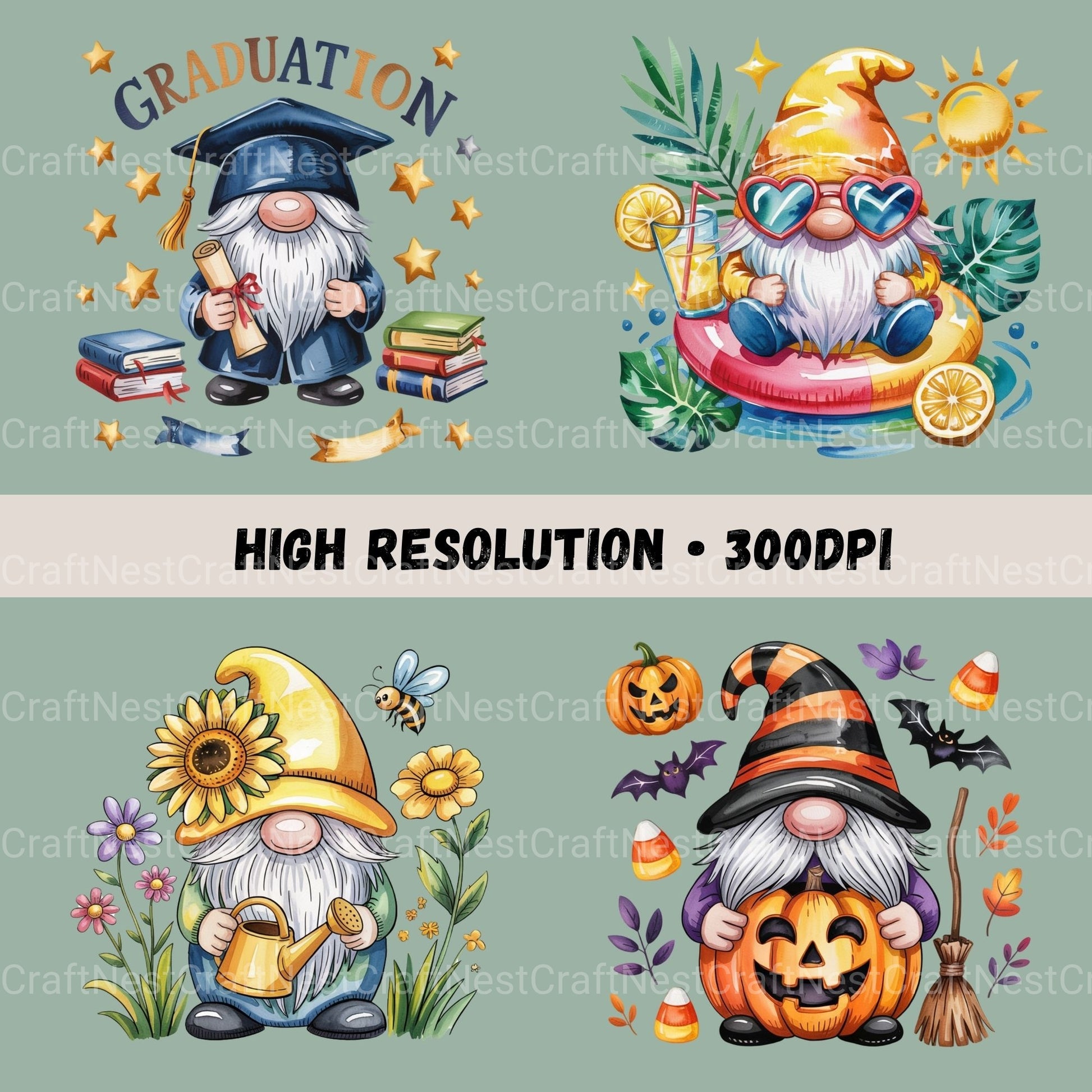 Gnomes For All Seasons Clipart Bundle - CraftNest - Digital Crafting and Art