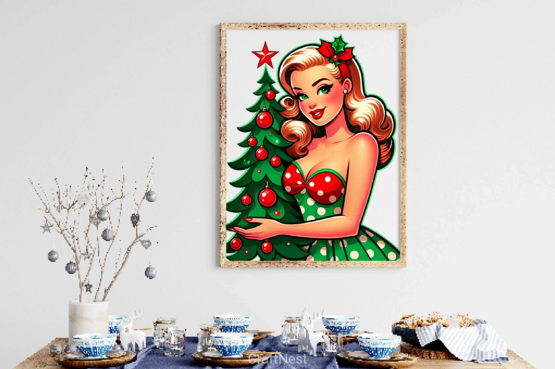 Vintage Christmas Pinup Girl Clipart Bundle 2 - CraftNest - Digital Crafting and Art