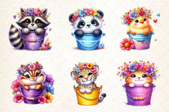 Cute Animals In A Bucket Clipart Bundle - CraftNest - Digital Crafting and Art