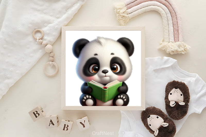 Panda Reading Book Clipart Bundle - CraftNest - Digital Crafting and Art