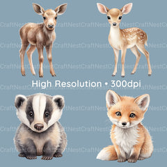 Woodland Animals 1 Clipart Bundle 2 - CraftNest - Digital Crafting and Art