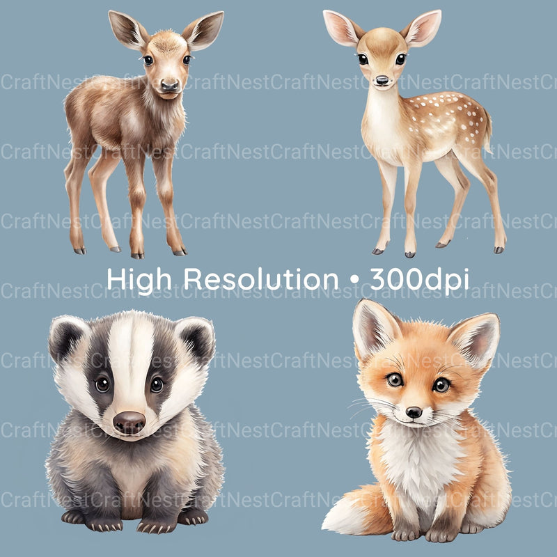 Woodland Animals 1 Clipart Bundle 2 - CraftNest - Digital Crafting and Art