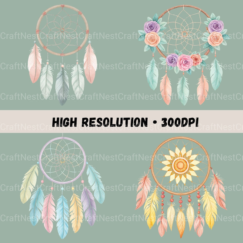 Dreamcatchers Pastel Clipart Bundle - CraftNest - Digital Crafting and Art