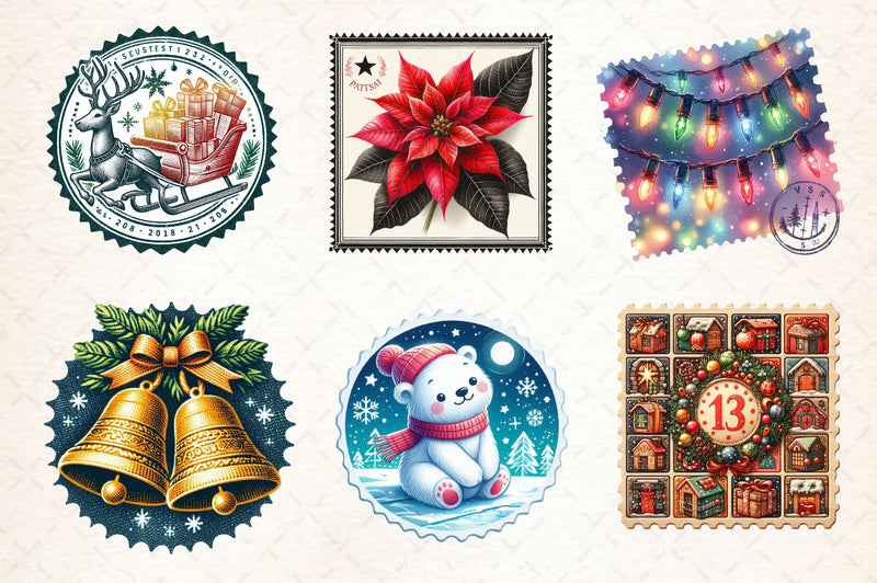 Christmas Stamps Clipart Bundle 2 - CraftNest - Digital Crafting and Art