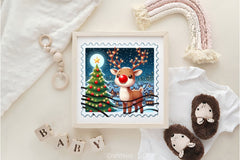 Christmas Reindeer Postage Stamps Clipart Bundle 4 - CraftNest - Digital Crafting and Art