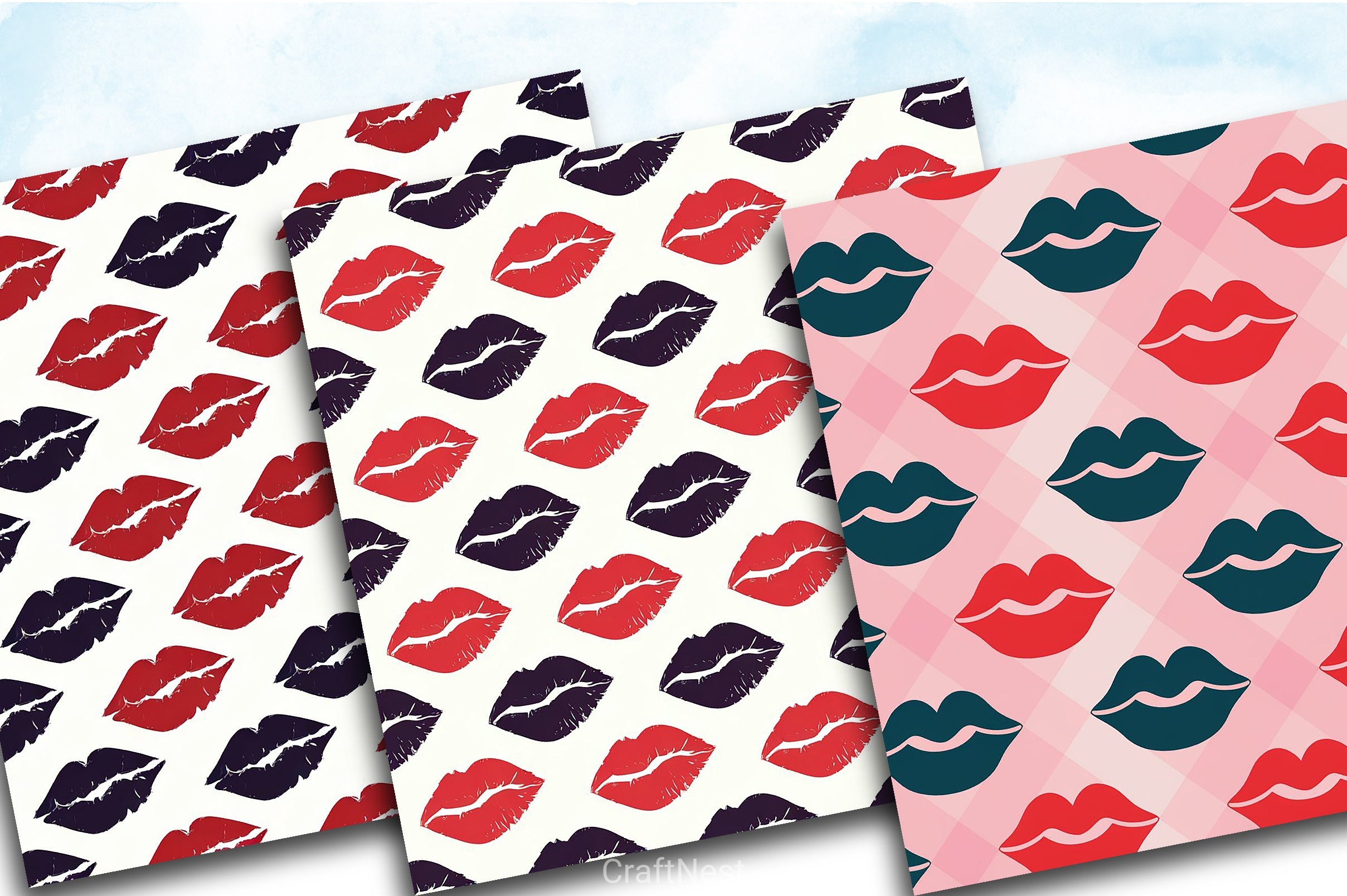 Kisses Xoxo Love Digital Paper - CraftNest - Digital Crafting and Art