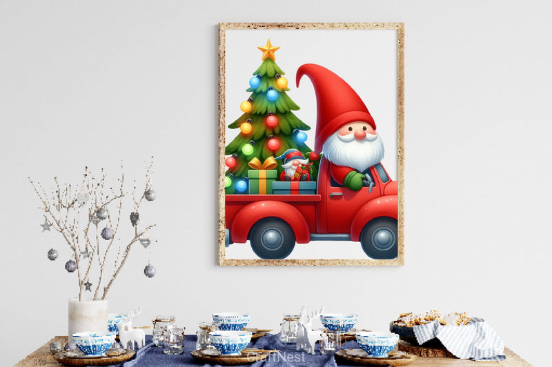 Merry Christmas Truck Gnomes Clipart Bundle - CraftNest - Digital Crafting and Art