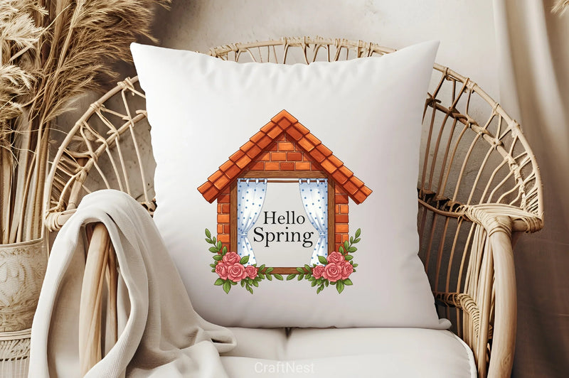 Hello Spring Window Clipart Bundle - CraftNest - Digital Crafting and Art