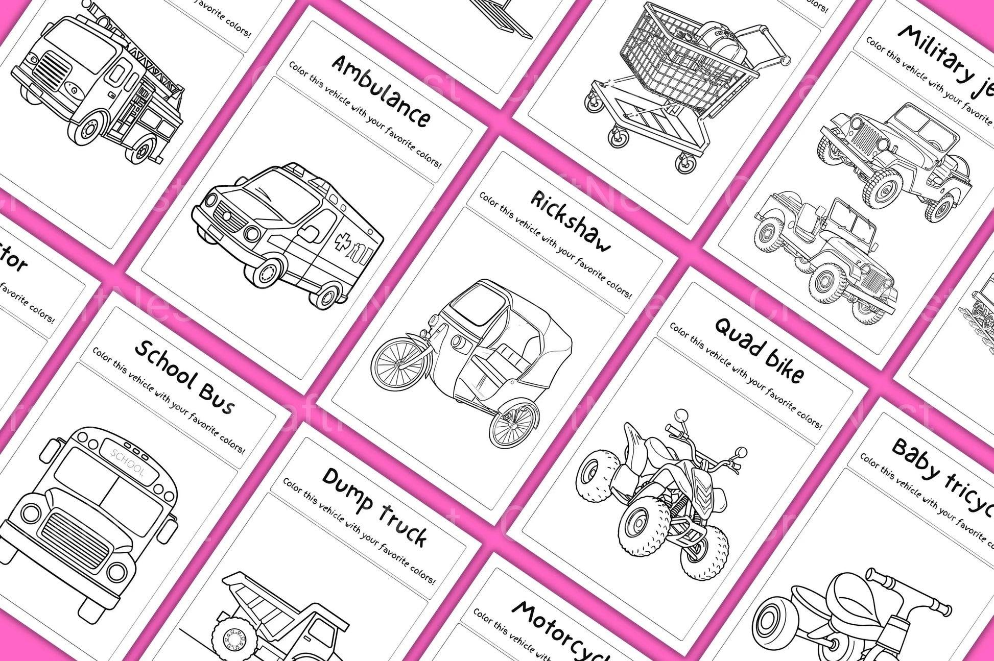 Vehicles Coloring Book for Kids - CraftNest - Digital Crafting and Art