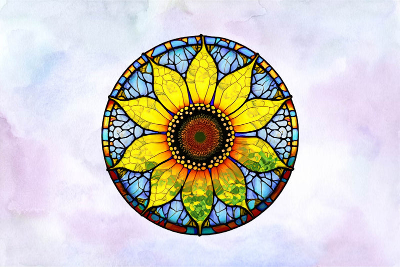 Sunflower Stained Glass Clipart Bundle 1 - CraftNest - Digital Crafting and Art