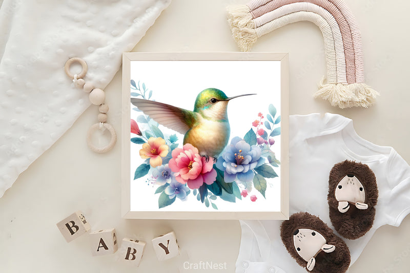 Hummingbird & Flowers Clipart Bundle - CraftNest - Digital Crafting and Art