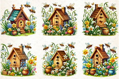 Spring Bee House Clipart Bundle - CraftNest - Digital Crafting and Art