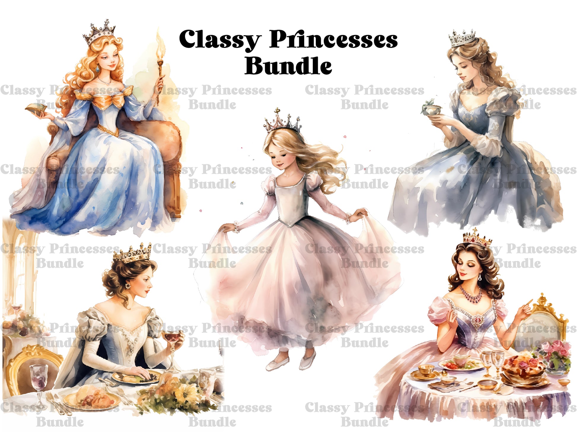 Classy Princesses Clipart - CraftNest