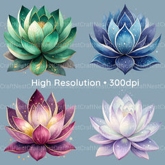 Lotus Flowers Clipart Bundle - CraftNest - Digital Crafting and Art