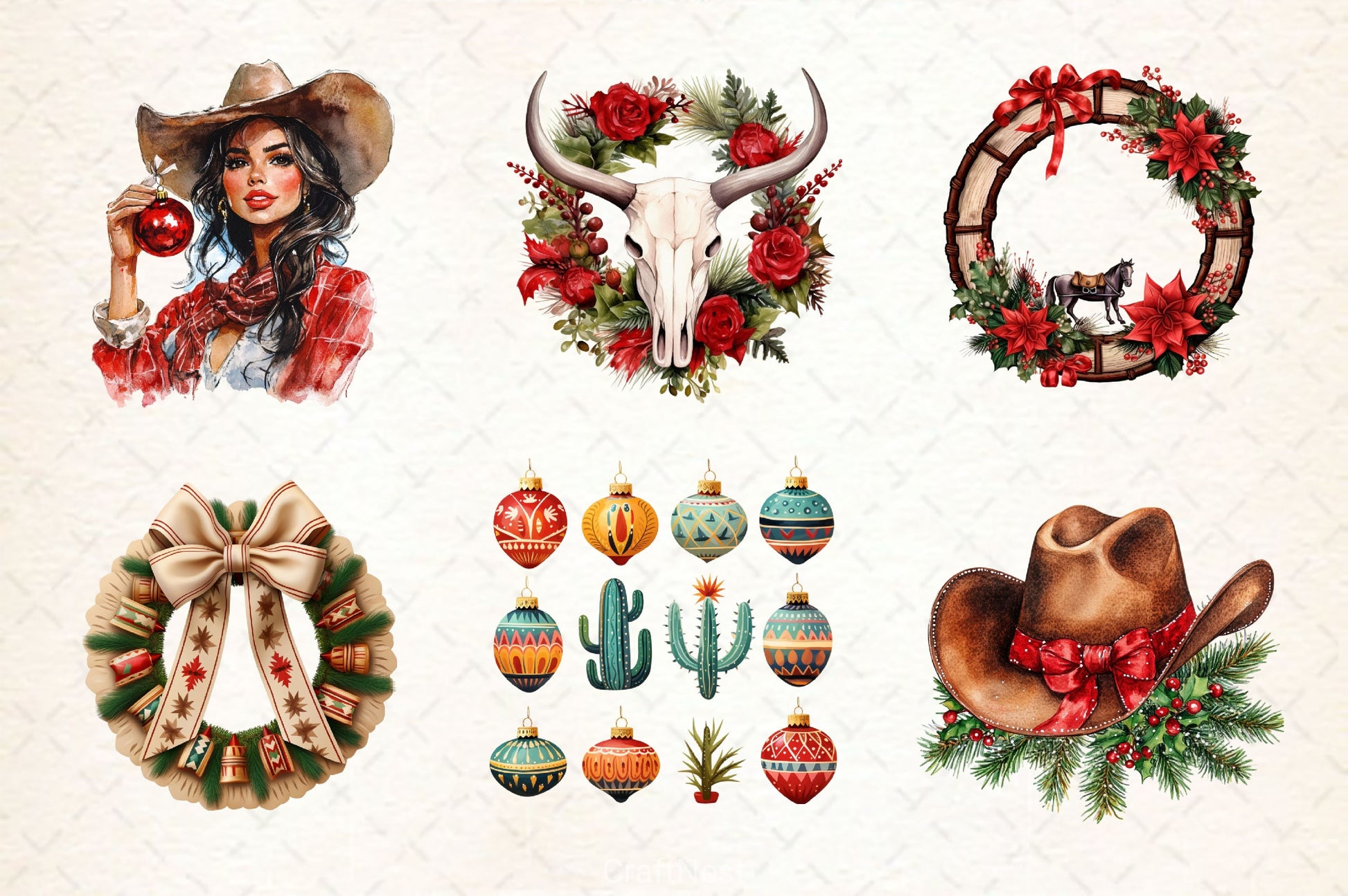 Western Christmas Clipart Bundle 2 - CraftNest - Digital Crafting and Art