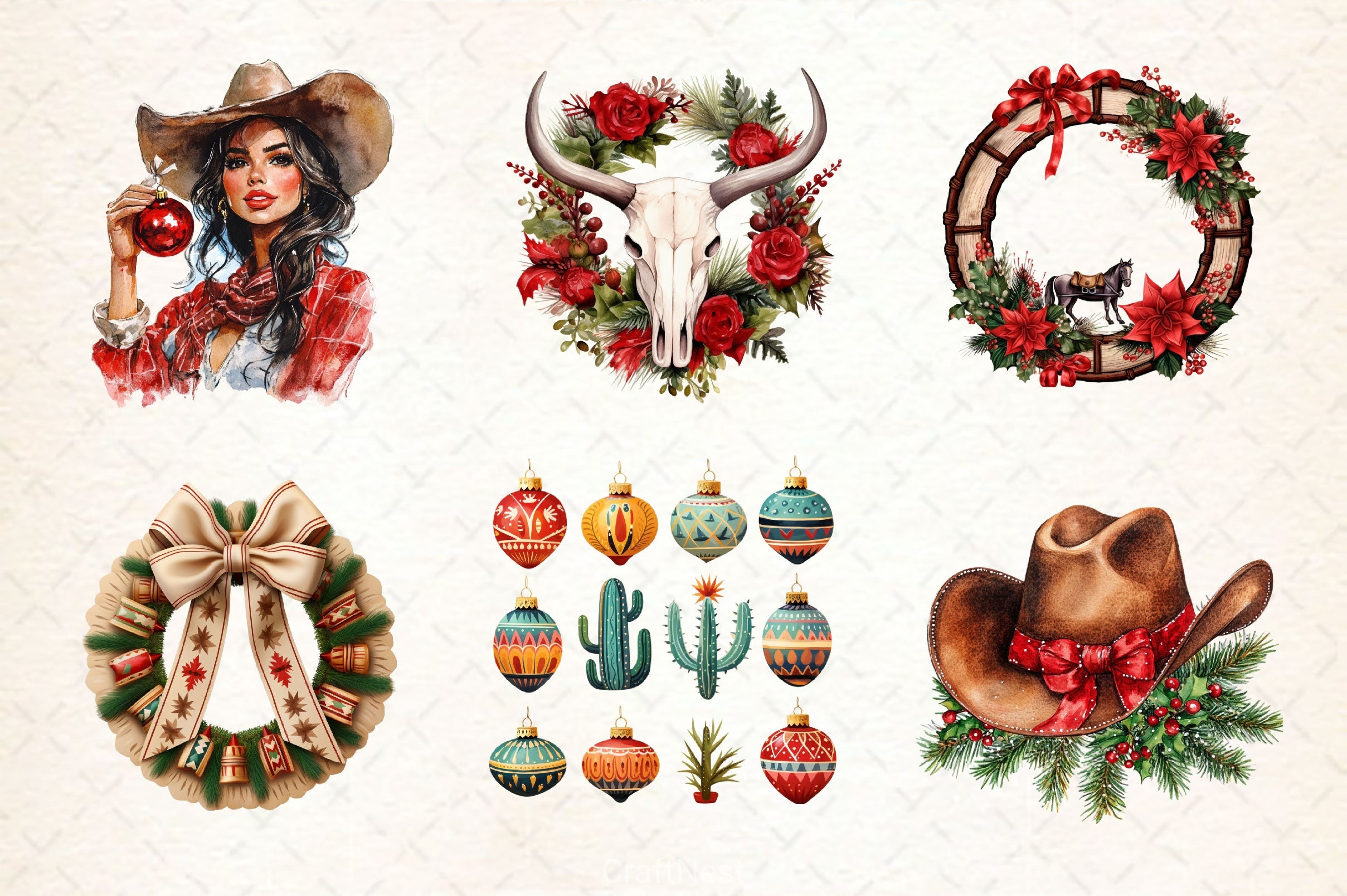 Western Christmas Clipart Bundle 2 - CraftNest - Digital Crafting and Art