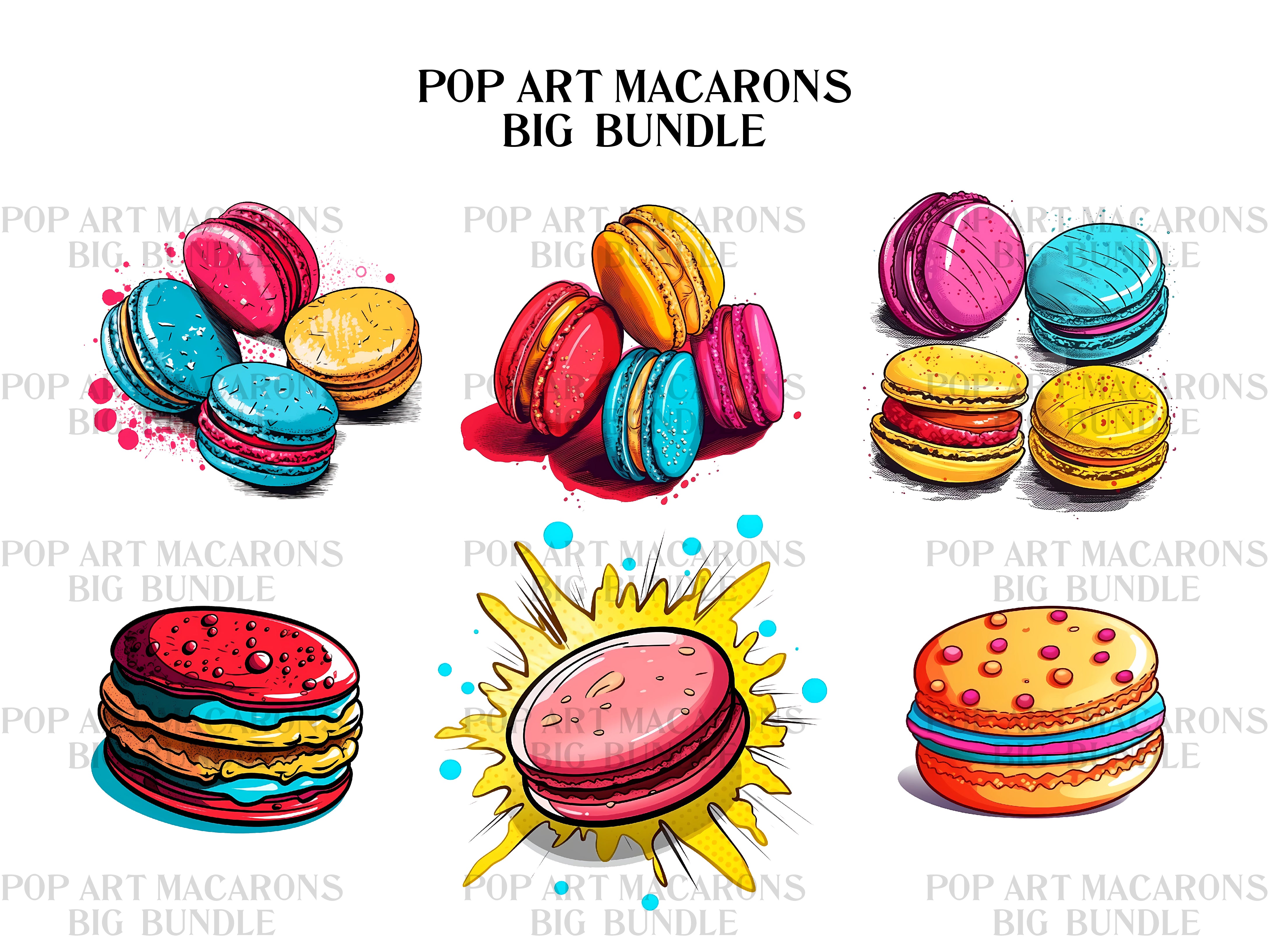 Pop Art Macarons Clipart - CraftNest