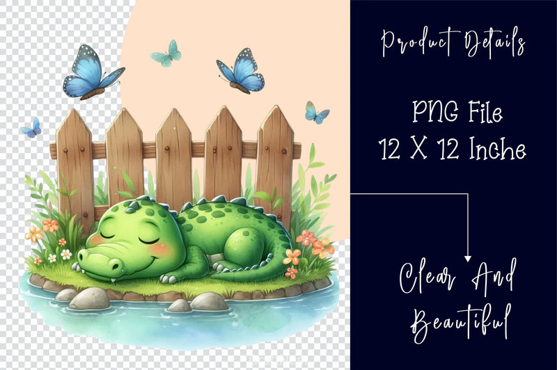 Sleeping Crocodile Clipart Bundle - CraftNest - Digital Crafting and Art