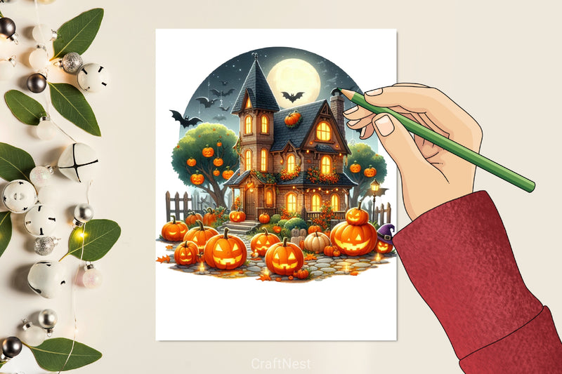 Halloween Pumpkin House Clipart Bundle - CraftNest - Digital Crafting and Art