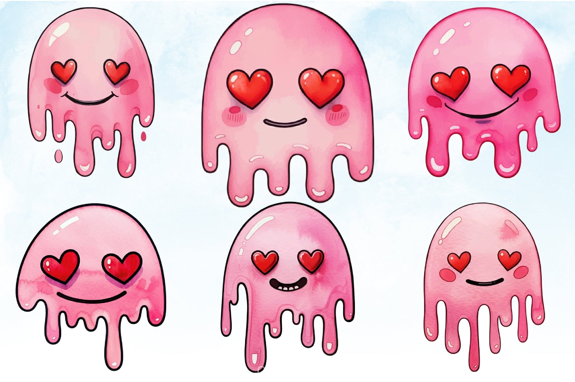 Valentine Drippy Smiley Face Clipart Bundle - CraftNest - Digital Crafting and Art