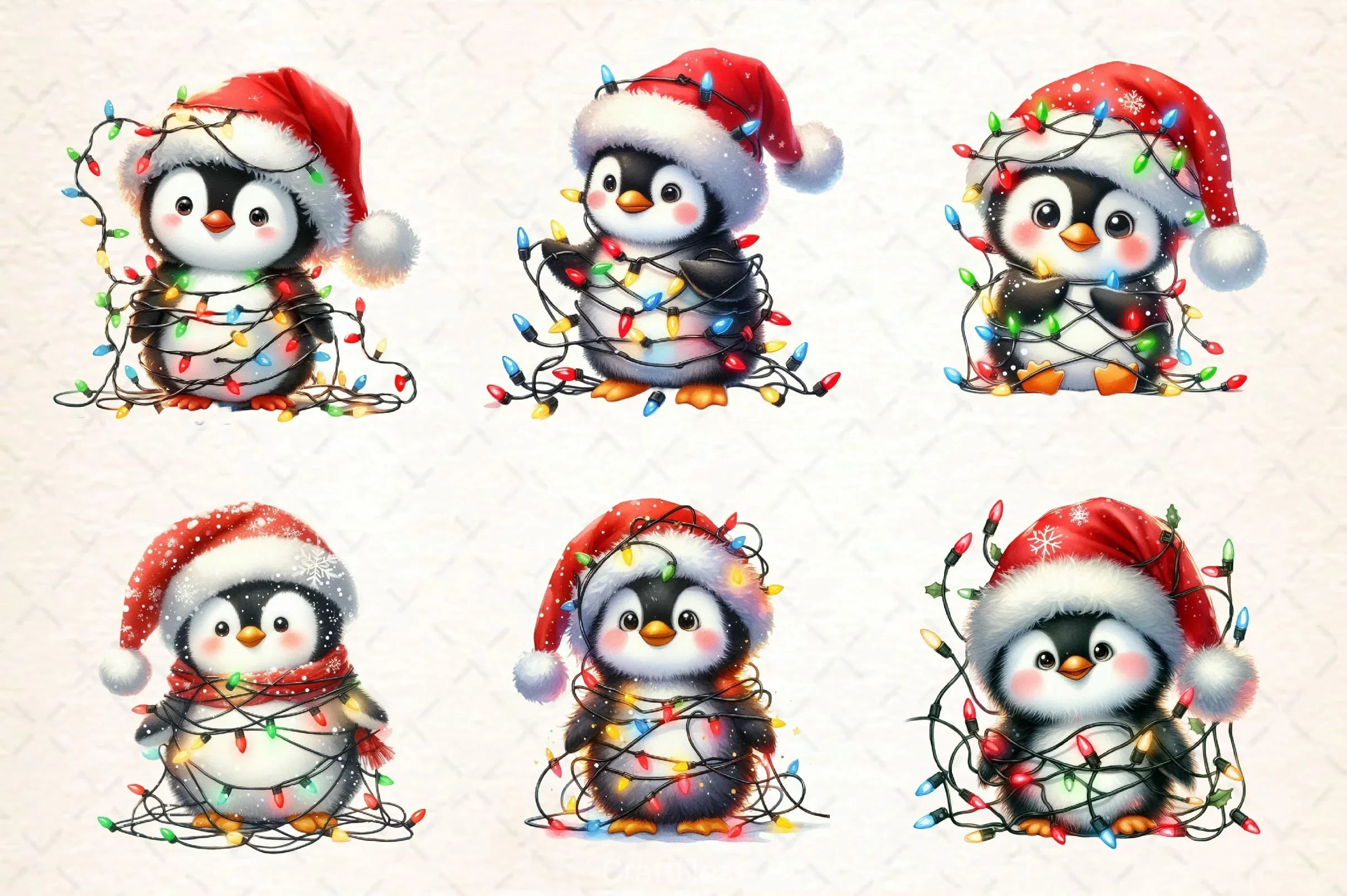 Cute Christmas Penguin With Light Clipart Bundle - CraftNest - Digital Crafting and Art