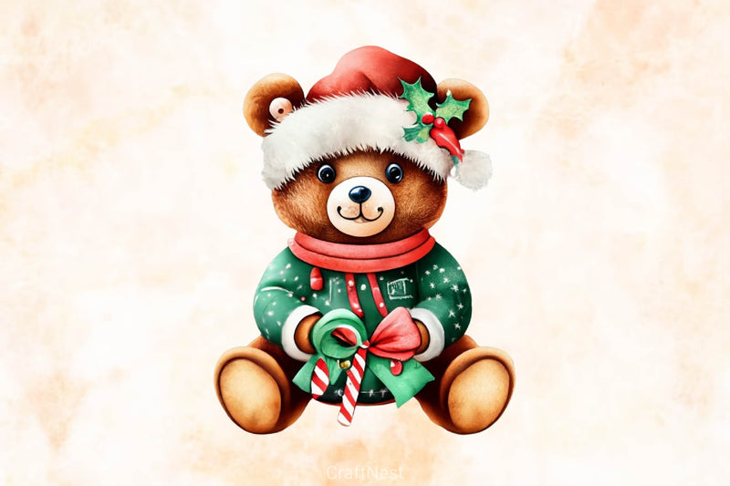 Cute Teddy Christmas Clipart Bundle - CraftNest - Digital Crafting and Art
