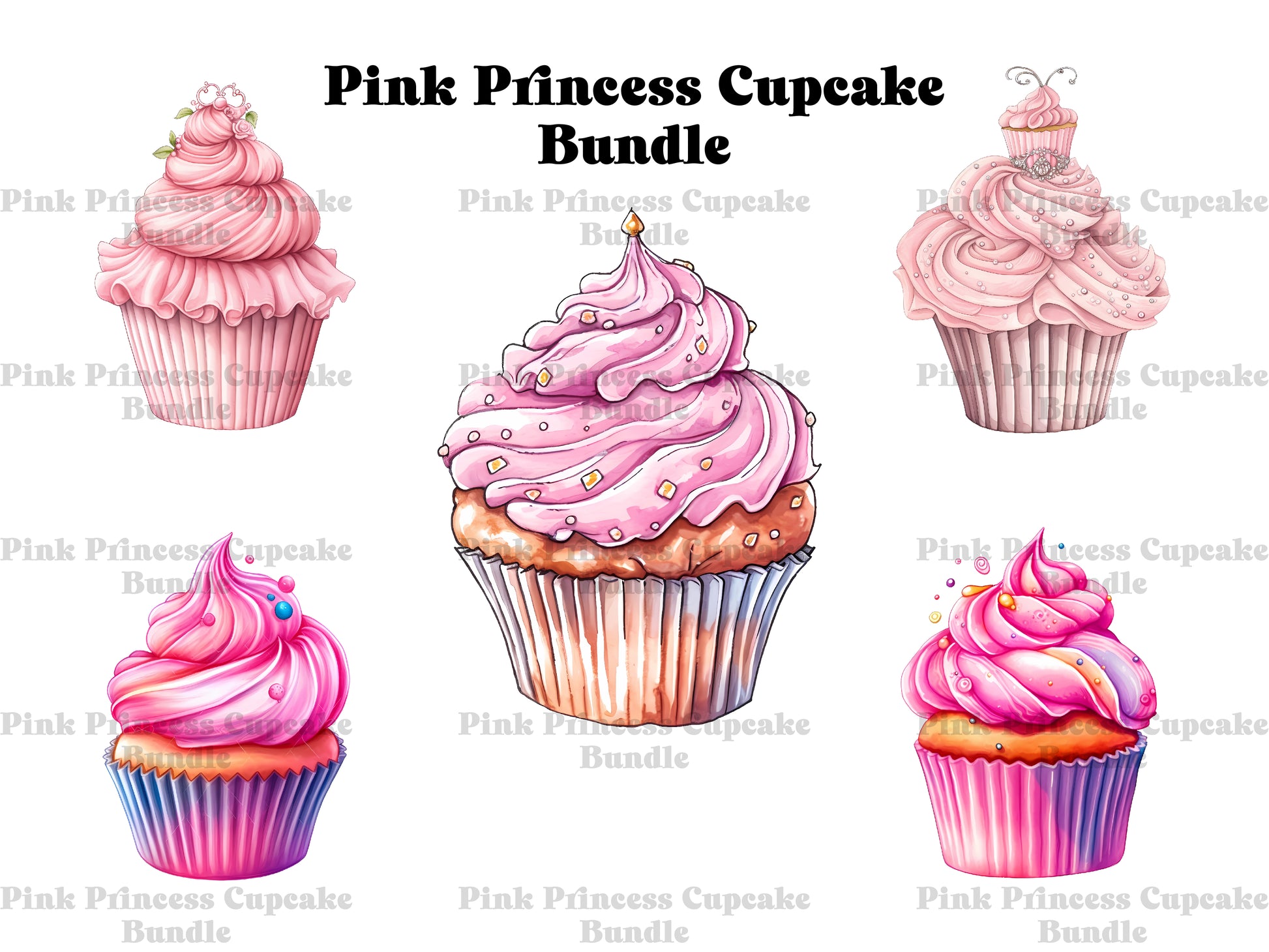 Pink Princess Cupcakes Clipart - CraftNest