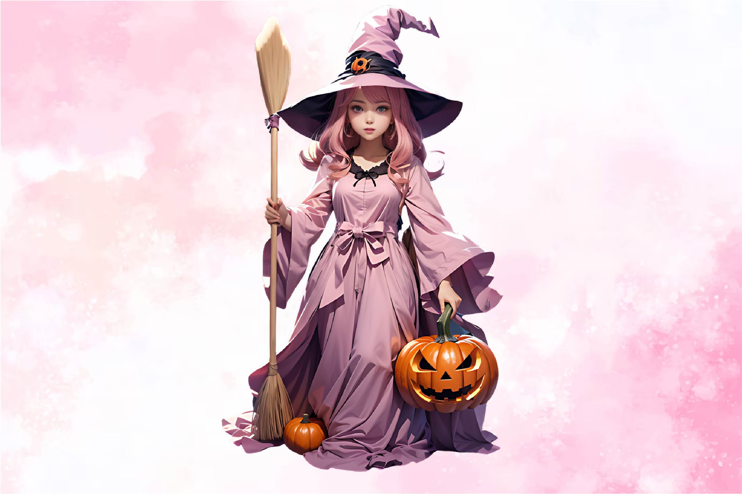 Pink Halloween Witch Clipart Bundle - CraftNest - Digital Crafting and Art