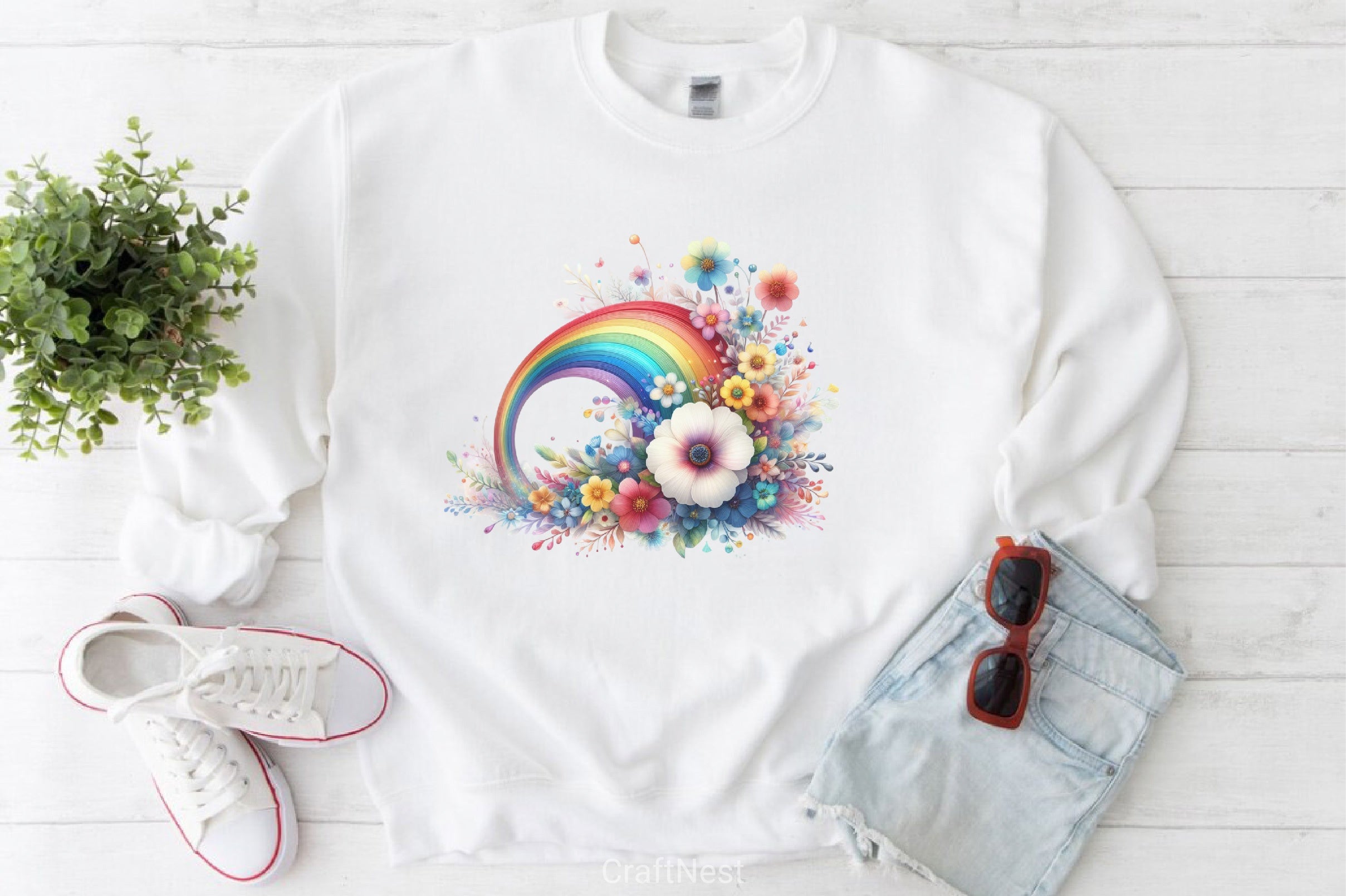 Rainbow Daisy Flower Clipart Bundle - CraftNest - Digital Crafting and Art