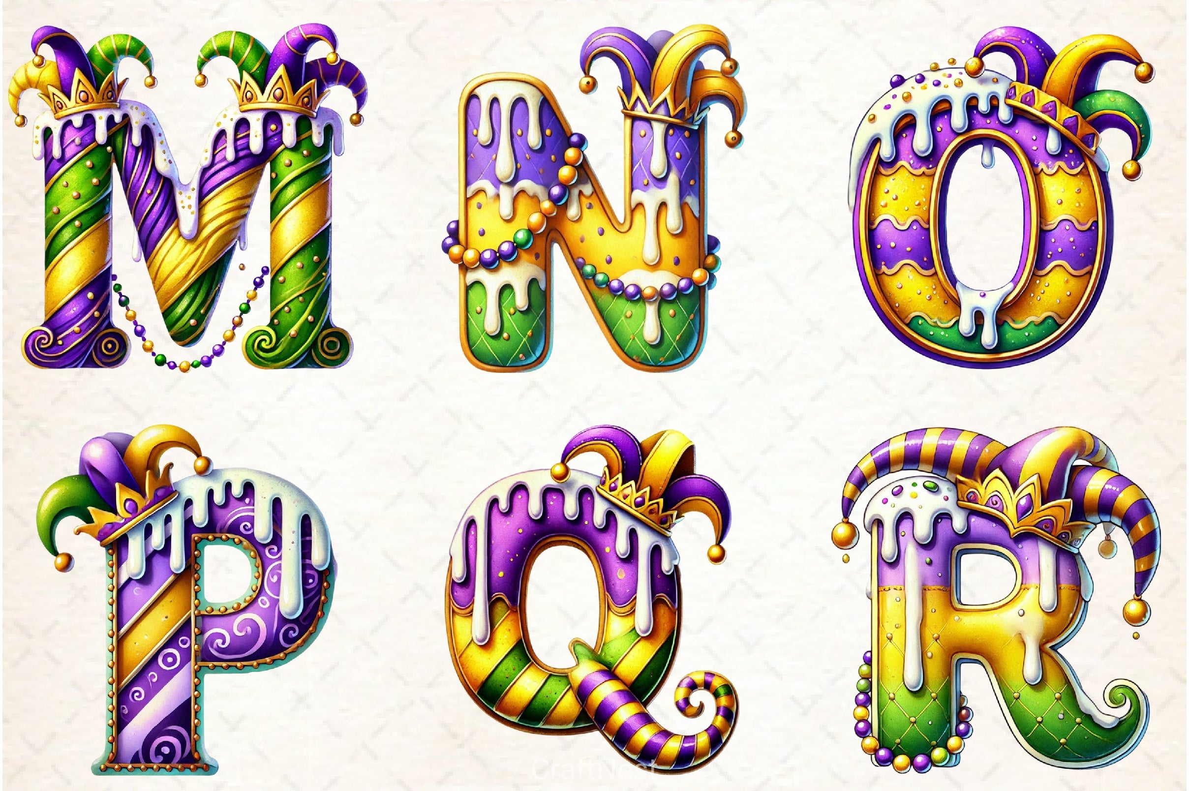 Mardi Gras Alphabet Clipart Bundle - CraftNest - Digital Crafting and Art