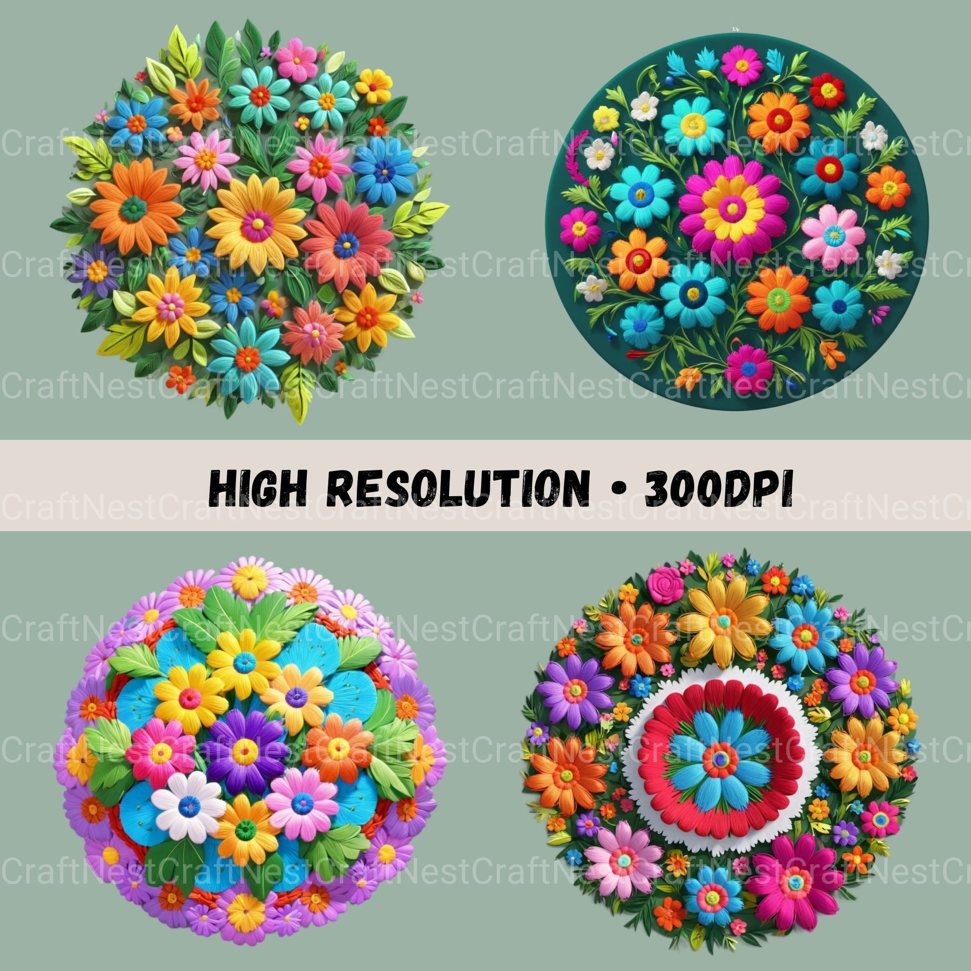 Mexican Flowers 3D 16 Clipart Bundle - CraftNest - Digital Crafting and Art