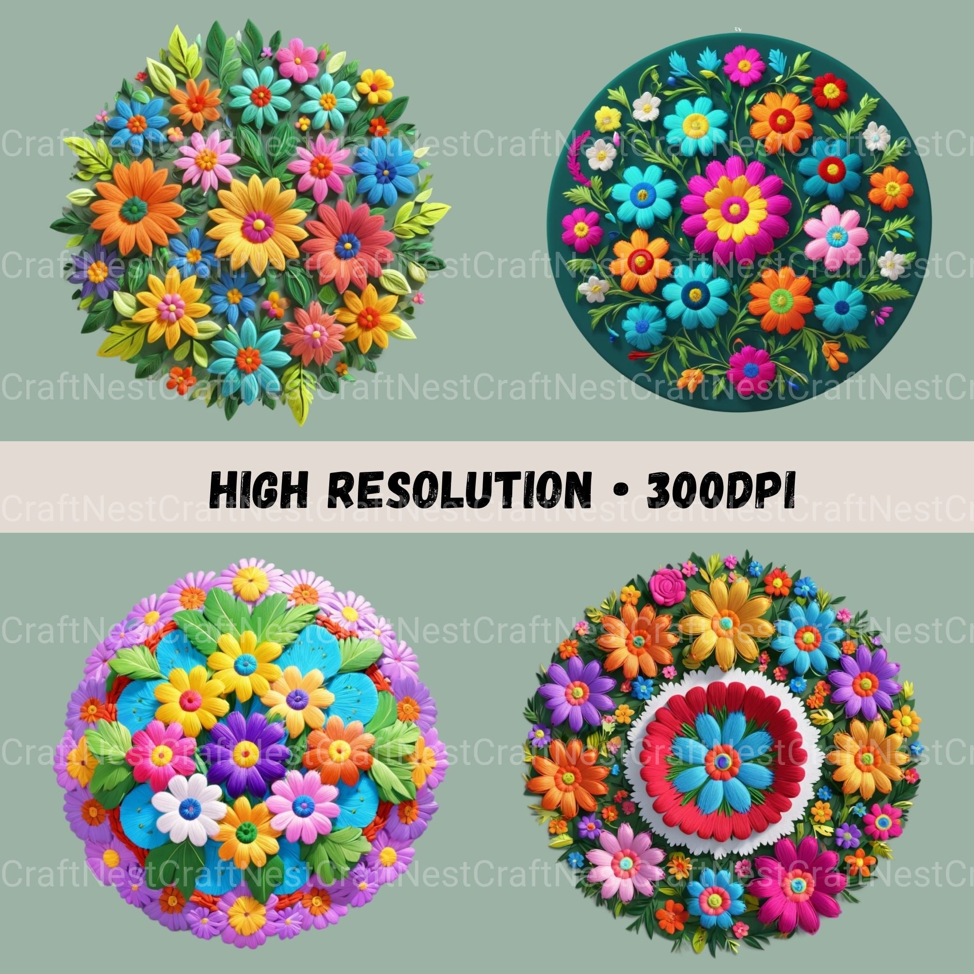 Mexican Flowers 3D 16 Clipart Bundle - CraftNest - Digital Crafting and Art
