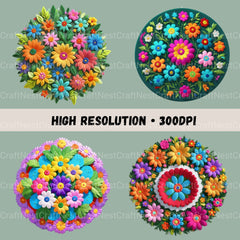 Mexican Flowers 3D 16 Clipart Bundle - CraftNest - Digital Crafting and Art