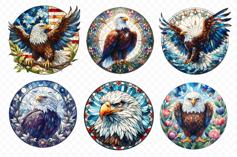 Bald Eagle Stained Glass North America Clipart Bundle - CraftNest - Digital Crafting and Art