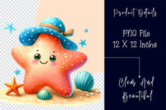 Smiling Starfish Beach Clipart Bundle 2 - CraftNest - Digital Crafting and Art