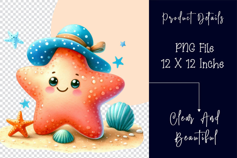 Smiling Starfish Beach Clipart Bundle 2 - CraftNest - Digital Crafting and Art
