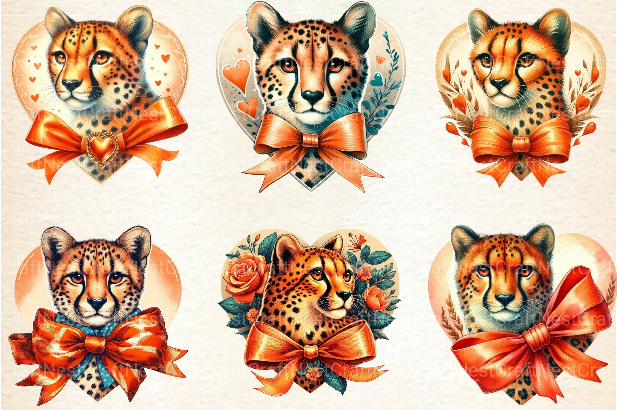 Valentine's Cheetah Clipart Bundle - CraftNest - Digital Crafting and Art