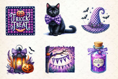Purple Gingham Halloween Clipart Bundle - CraftNest - Digital Crafting and Art