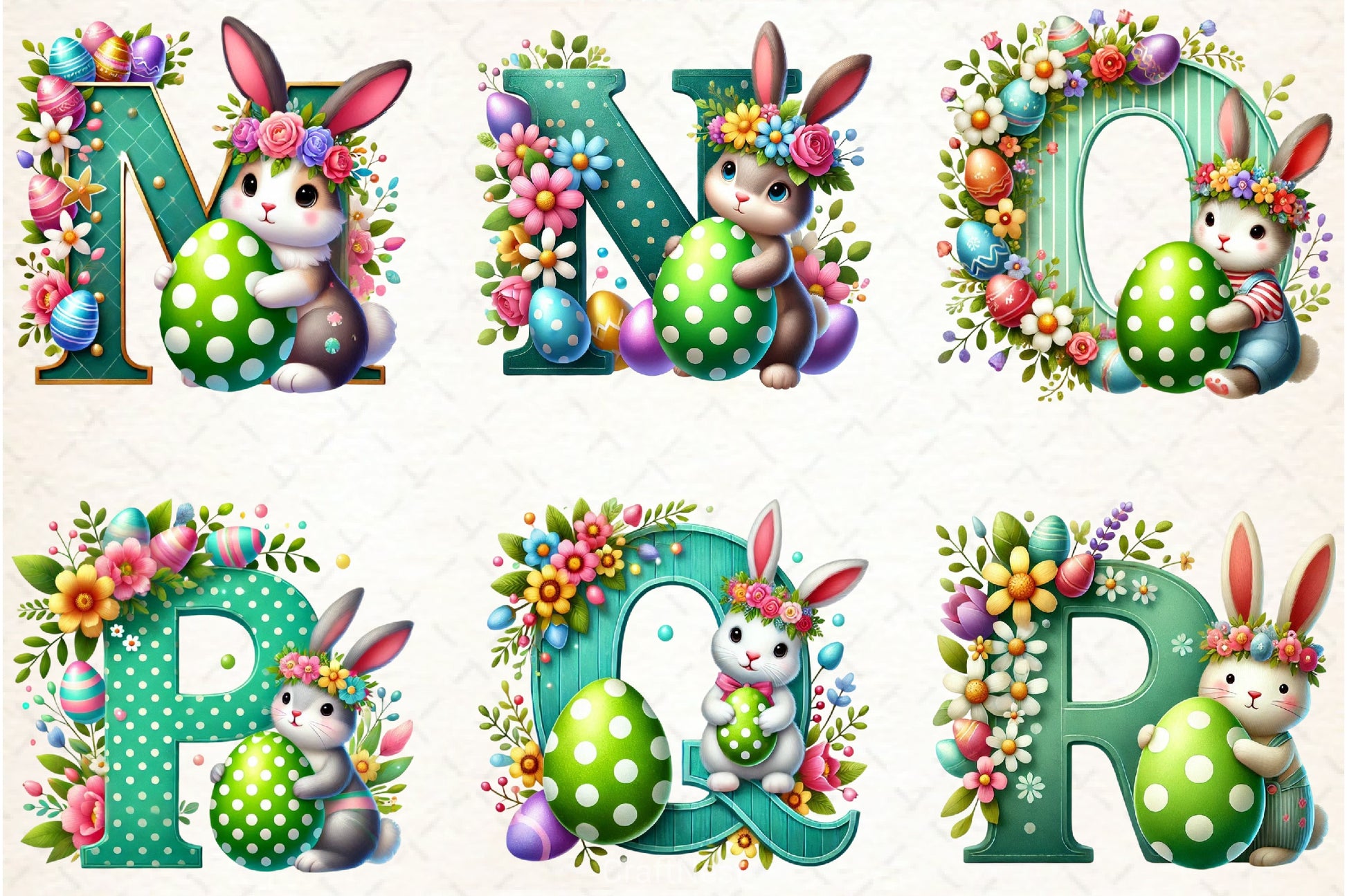 Easter Bunny Alphabet Clipart Bundle 3 - CraftNest - Digital Crafting and Art