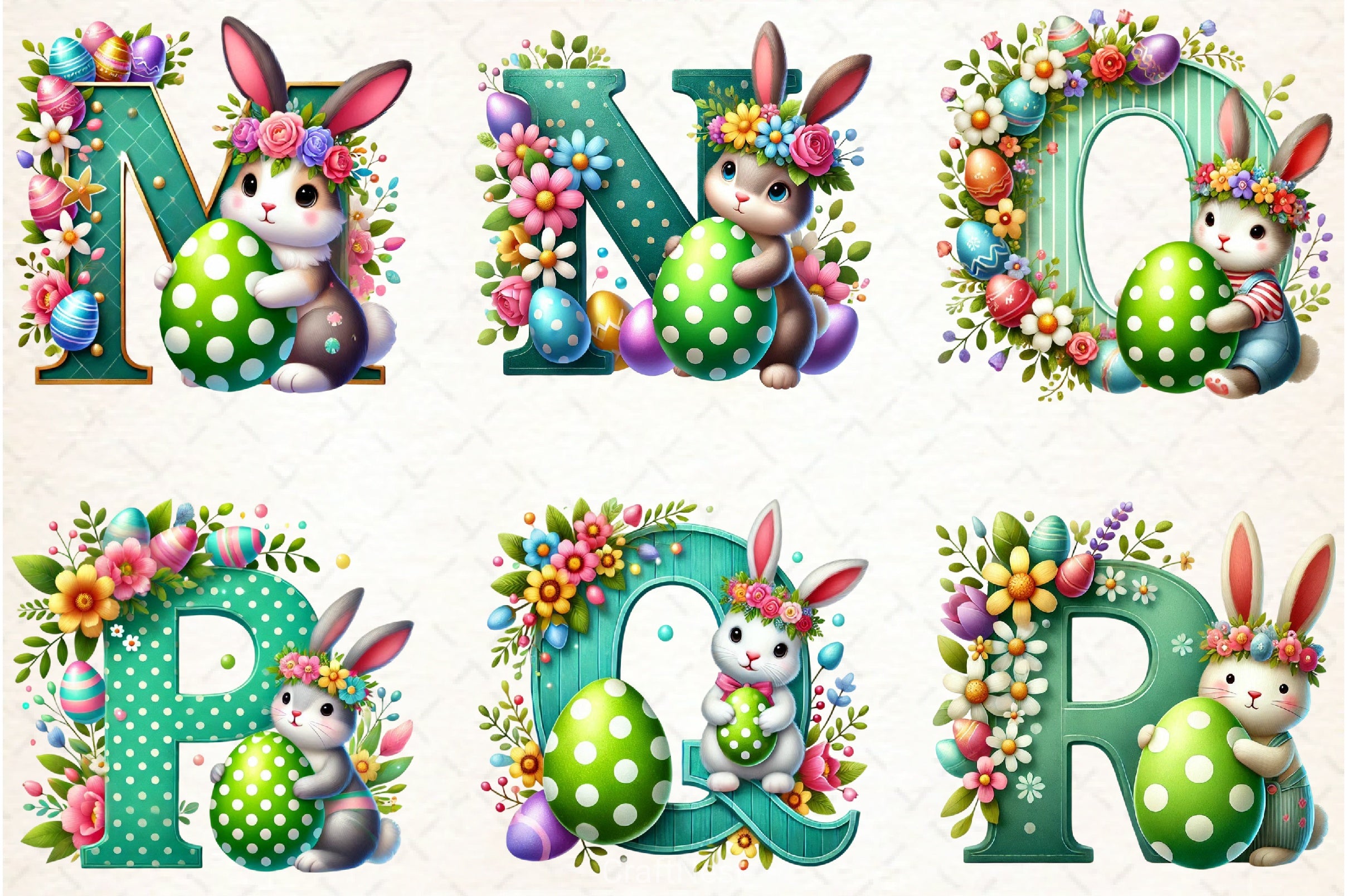 Easter Bunny Alphabet Clipart Bundle 3 - CraftNest - Digital Crafting and Art