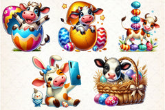 Funny Easter Cow Clipart Bundle - CraftNest - Digital Crafting and Art