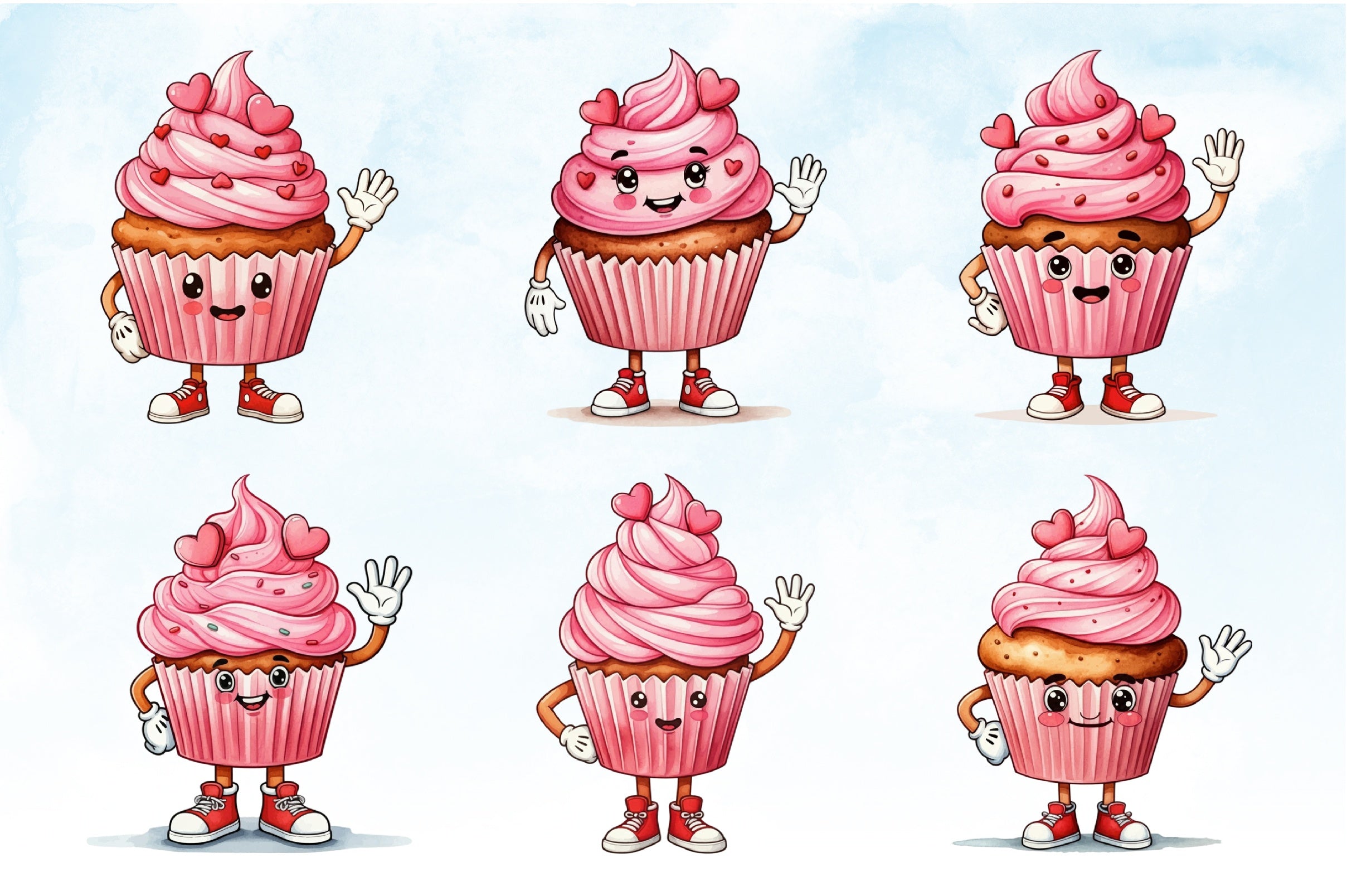 Kawaii Valentine Cupcake Clipart Bundle - CraftNest - Digital Crafting and Art