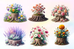Planting Floral Stumps Clipart Bundle - CraftNest - Digital Crafting and Art