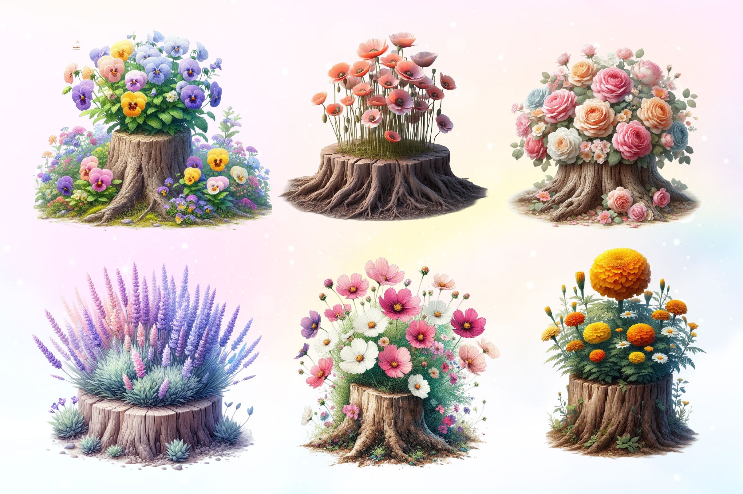 Planting Floral Stumps Clipart Bundle - CraftNest - Digital Crafting and Art