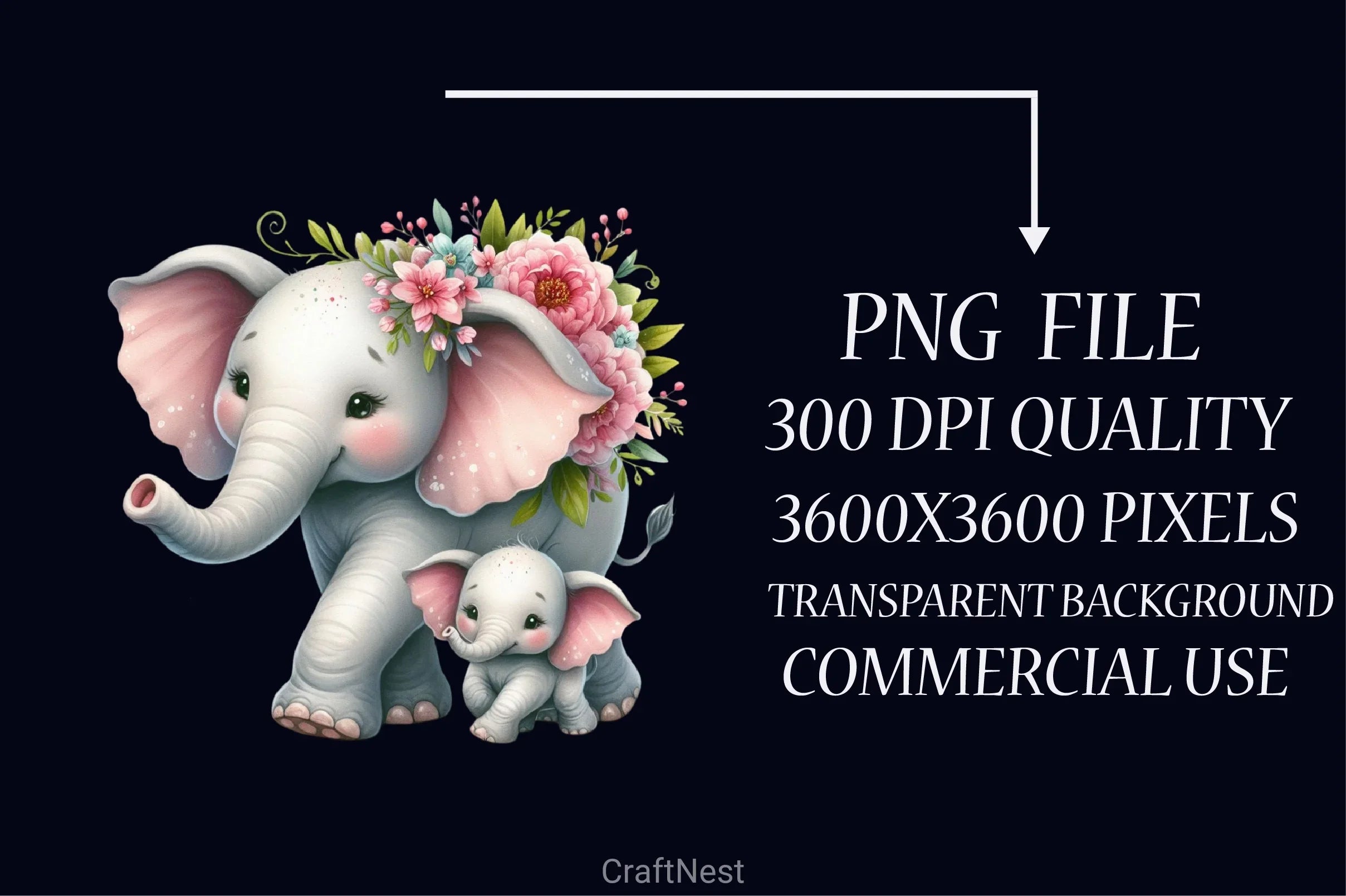 Mother's Day Elephant Clipart Bundle - CraftNest - Digital Crafting and Art