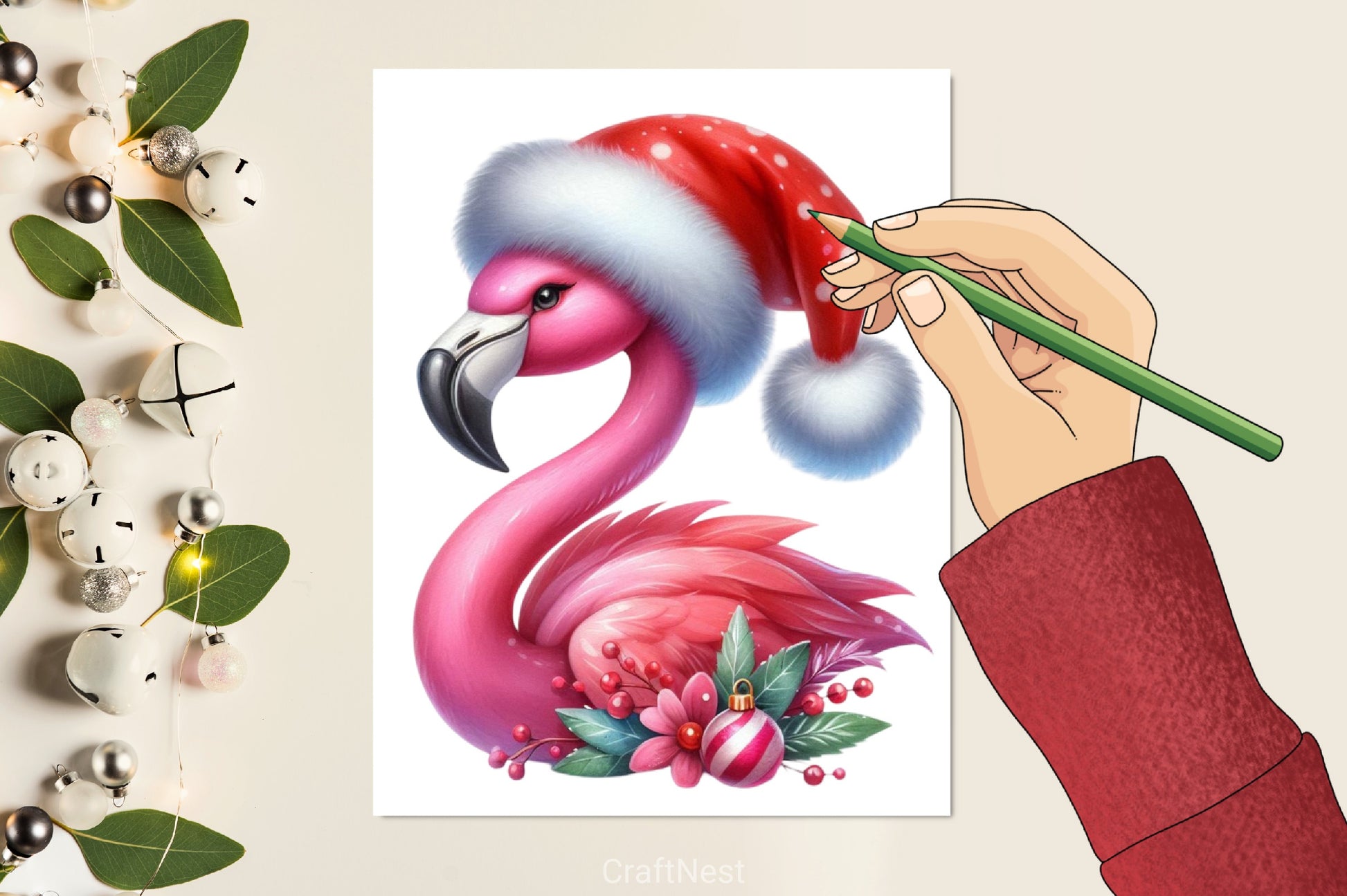 Christmas Flamingo Clipart Bundle - CraftNest - Digital Crafting and Art