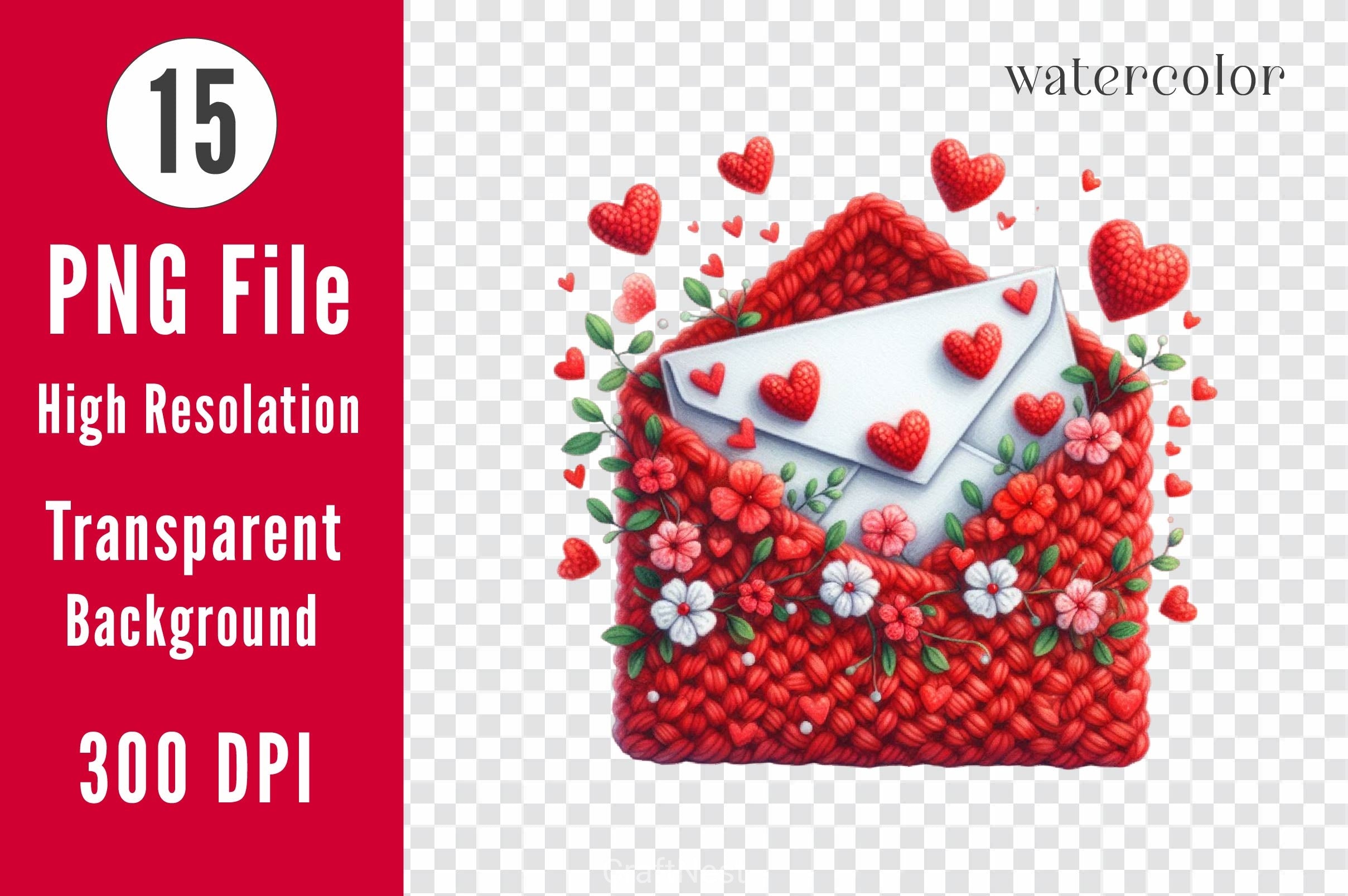 Red Valentine Crochet Envelopes Clipart Bundle - CraftNest - Digital Crafting and Art